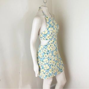 NWT ZARA Floral Cutout Backless with Ties Halter Mini Dress BLOGGER FAV SZ L